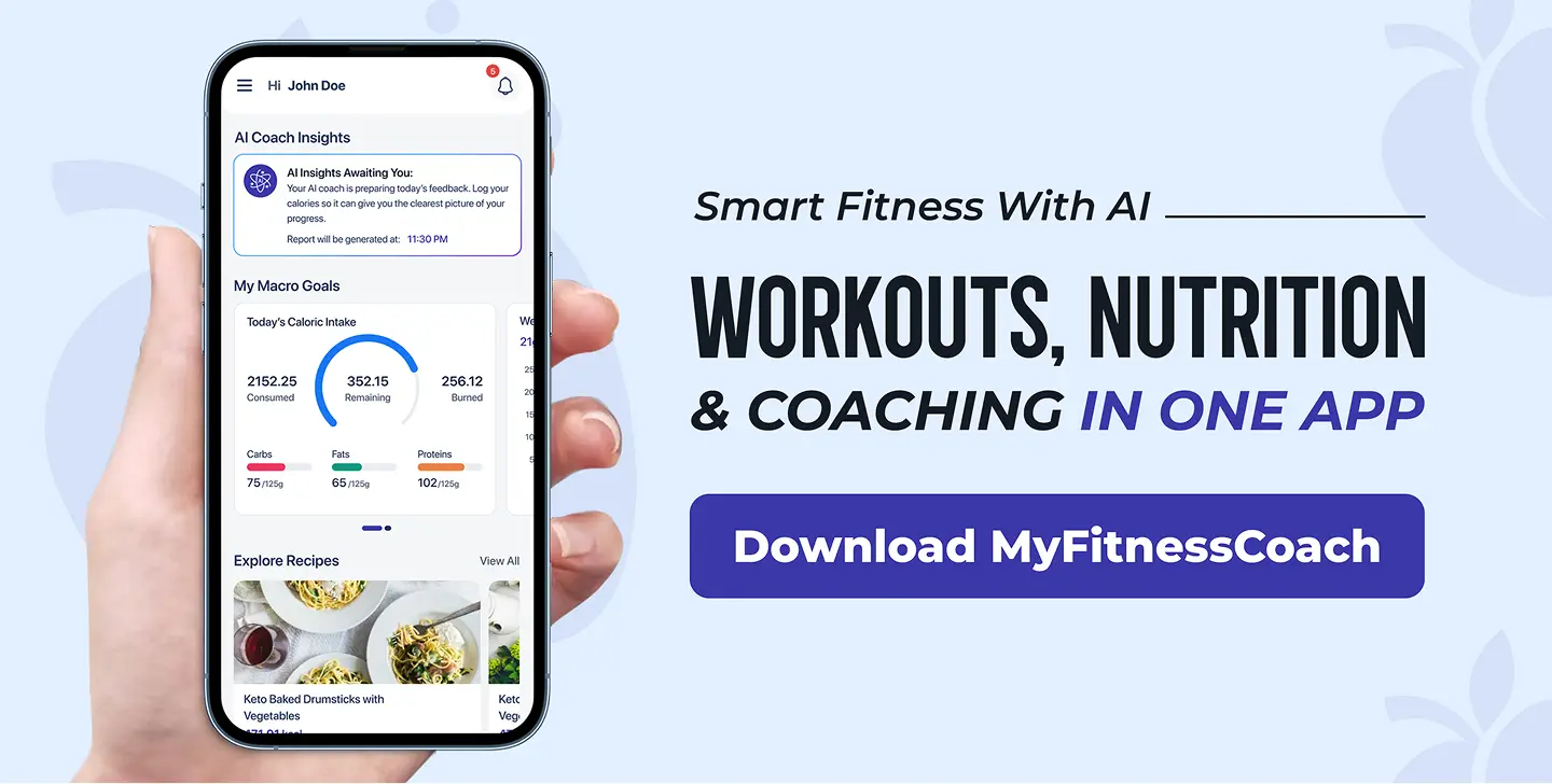 Download MyFitnessCoach app - your AI fitness coach for workouts, diet plans, and health tracking.